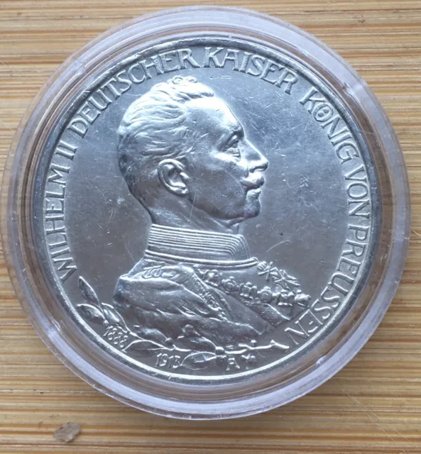 Münze Wilhelm || Deutscher Kaisers Koenig Von Preussen 1913 Jahr 3 Mark Silber