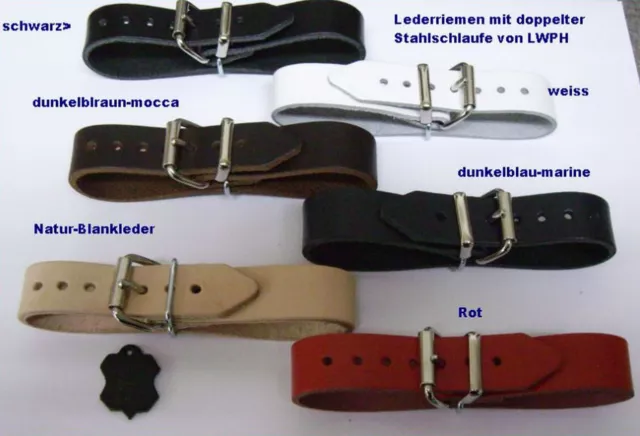 Schnallenriemen 1cm, 2cm, 2,5cm, 3cm, 3,5cm mit doppelter Metallschlaufe Leder