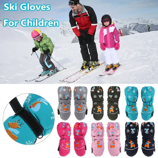 Kids Boys Girls Children Ski Gloves Windproof Long-sleeved Mittens Thick Warm