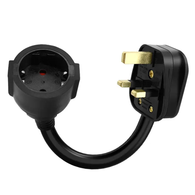 2 Pin Euro Plug Adapter to UK Plug 3 Pin Travel Power Cable Converter 13A 240V