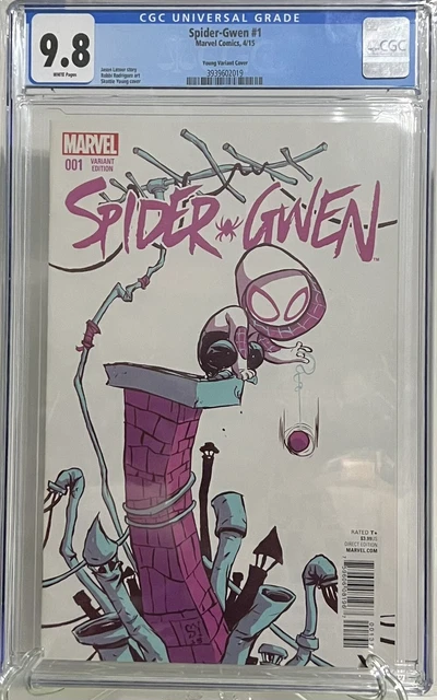 SPIDER-GWEN #1 Skottie Young VARIANT 2015 CGC 9.8 WHITE PAGES SPIDER-VERSE