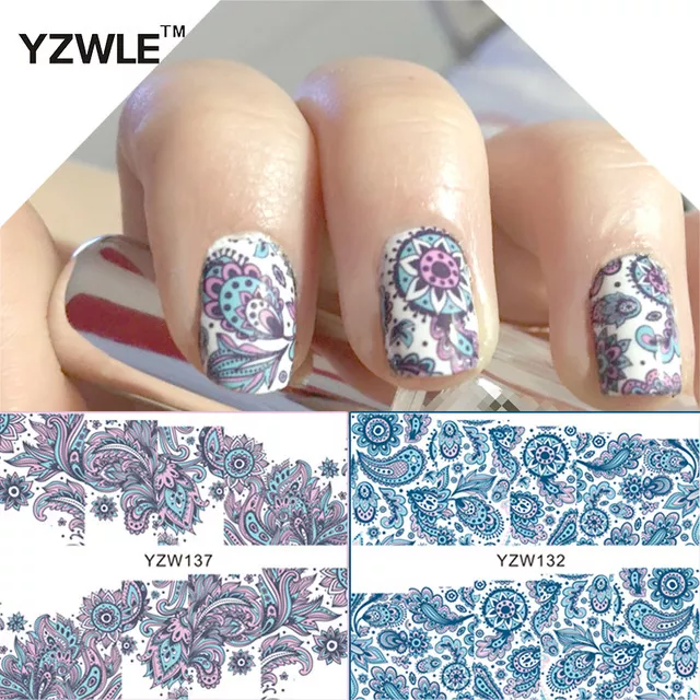 Nail Art Water Decals Stickers Wraps Pretty Lace Flowers Floral Gel Polish