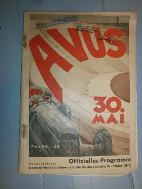 Avus Programmheft 30. Mai 1937 Autorrennen seltenes Exemplar guteer Zustand