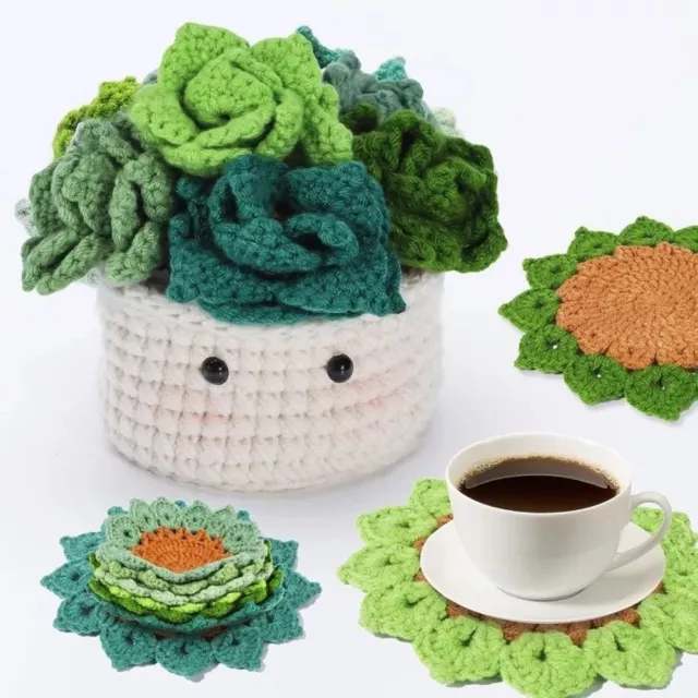 Knitting Handmade Potted Plant Coasters DIY Crochet Material Kit