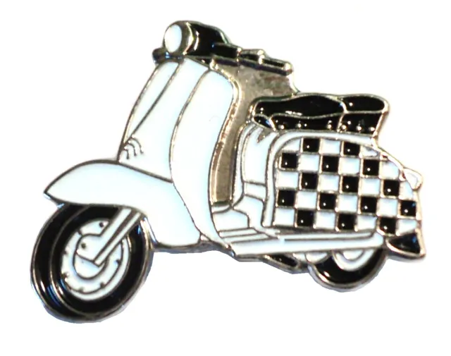 NEW Black & White Chequerboard Scooter MOD Metal Scooterist Bike Enamel Badge