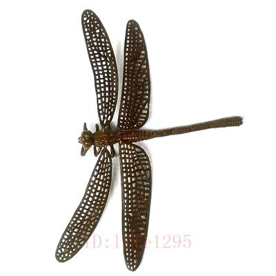 Collected Chinese Old Bronze Hand-made Mobile Lovely Dragonfly Statue Decoration