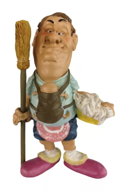 Funny Life - "Super Dad" Figur mit Baby Geschenk Vater mit Besen Deko-ration