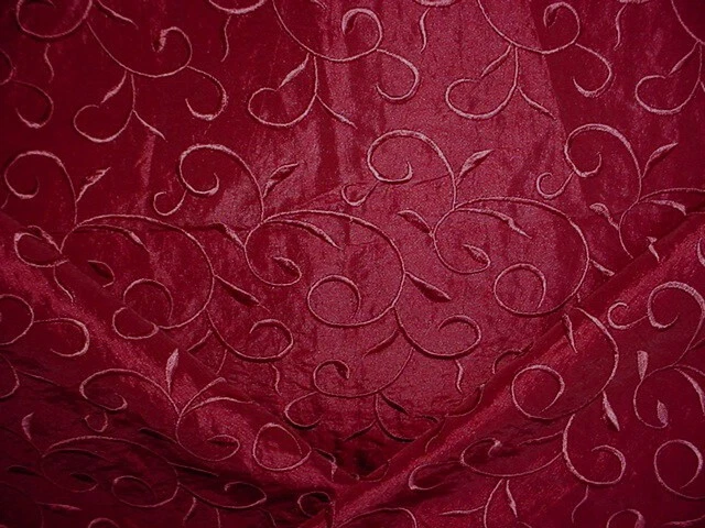 2-3/8Y Kravet Lee Jofa Ruby Red Faux Silk Floral Upholstery Fabric