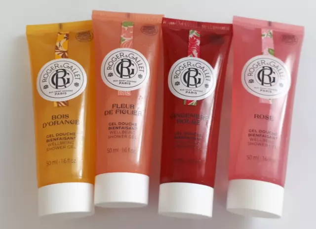 ROGER & GALLET Set de 4 Mini Gel douche 50 ml format voyage ROSE etc /EBPH