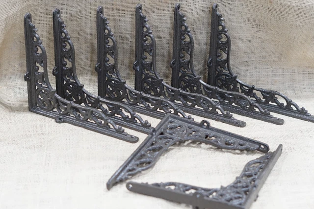 8 Cast Iron Antique Style VICTORIAN SCROLL Brackets Garden Braces Shelf Bracket