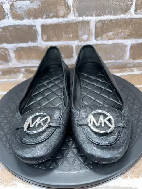 Michael Kors Lillie Black Leather Quilted Ballet Flats Womens Size 9.5