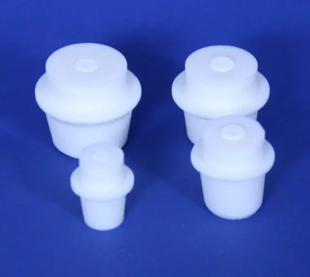 3x Silikonstopfen konisch mit Verschluss für Saugflaschen, Kolben und Laborglas