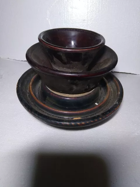 Vintage Ceramic Insulator, High Voltage Glazed Brown 10x7" Large Mushroom Style
