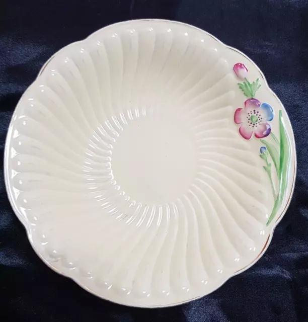 Vintage Crown Devon Light Yellow Round Floral Trinket Dish, Flower design