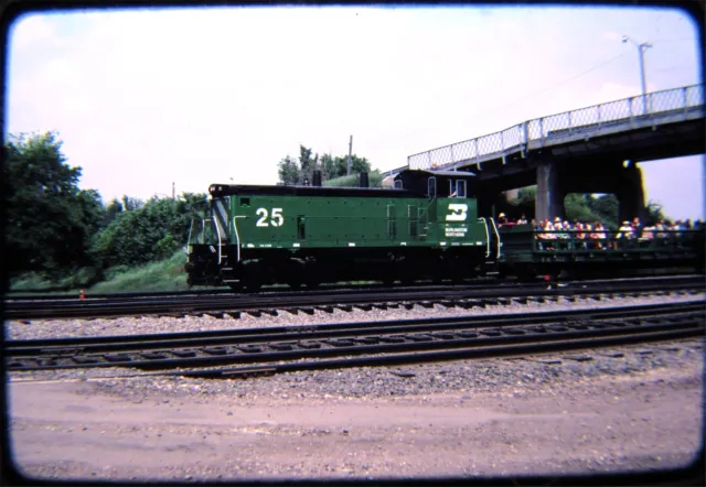 Original Railroad Slide OSLD Burlington Northern BN 25 + Fans in Gondola 6/82
