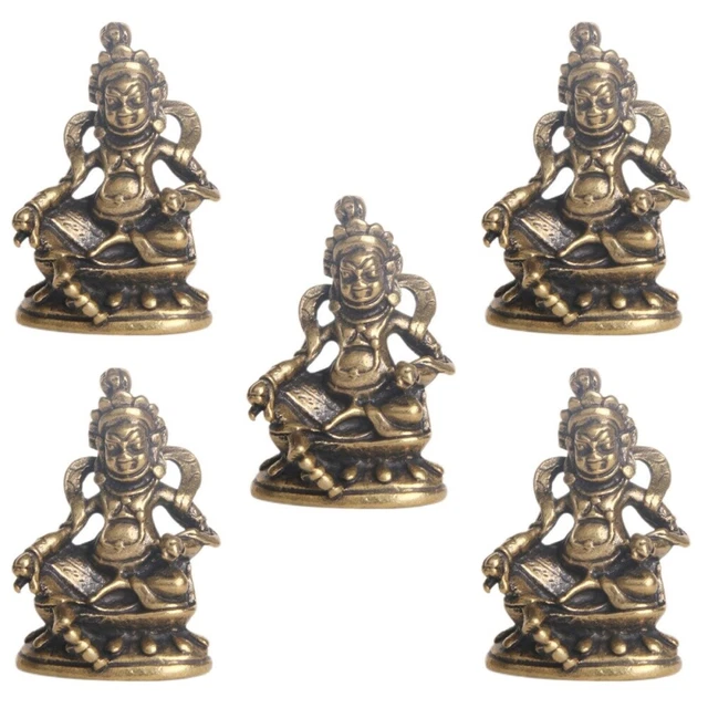 5 PCS Brass Buddha Statue Ornament Buddha Head Statue Antique Huang Caishen