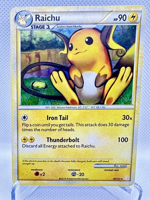 Raichu 10/123 Holo Rare Pokemon Heart Gold Soul Silver NM