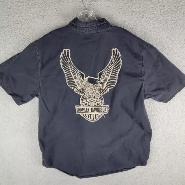 Harley Davidson Mens Button Up Long Sleeve Shirt Eagle Logo Embroidery 2014