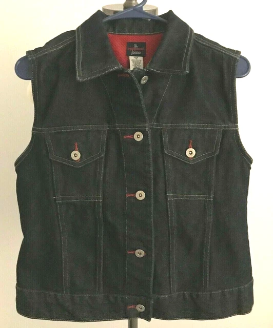 Vintage BUM Equipment Women's Dark Wash Blue Jean Vest  Size: M