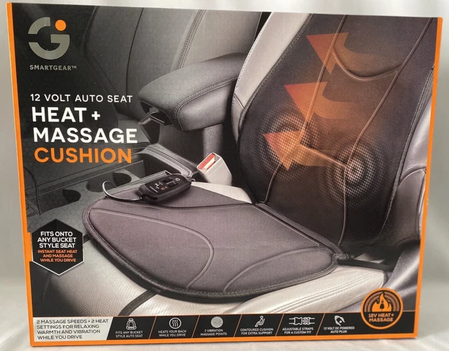 SmartGear 12Volt Auto Seat Heat+Massage Cushion, Fits Onto Any Bucket Style Seat