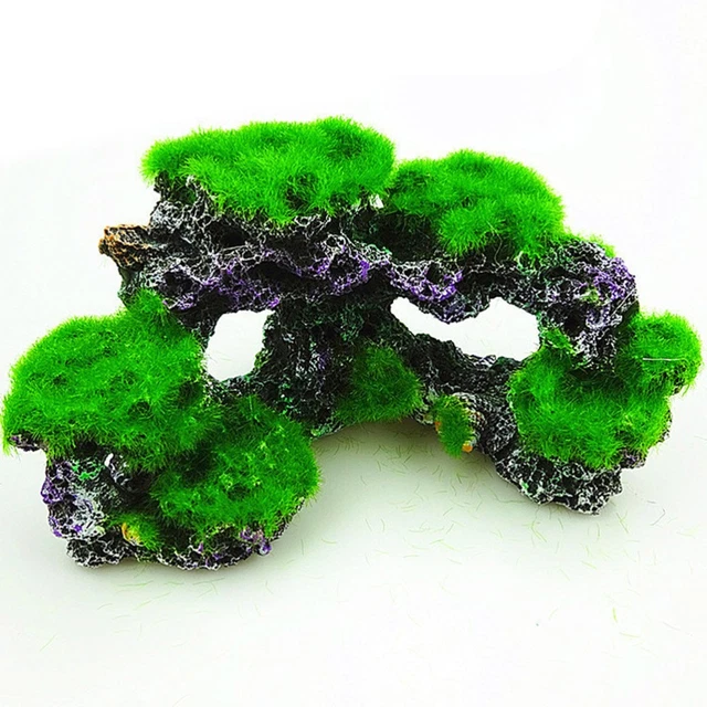 Image showcasing AQUARIUM TREE DECORATION Moss Underwater Fake Grass Fish Tank Sculpture ...