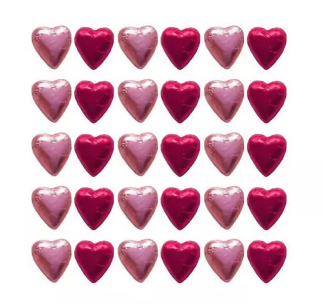 100 Chocolate Hearts Fuchsia & Rose Pink-Australian Made with Cadbury Chocolate