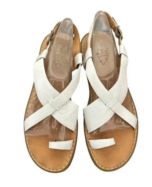 Born Inya Women's Size 10 M White Leather Toe Loop Slingback Sandals Shoes EUC