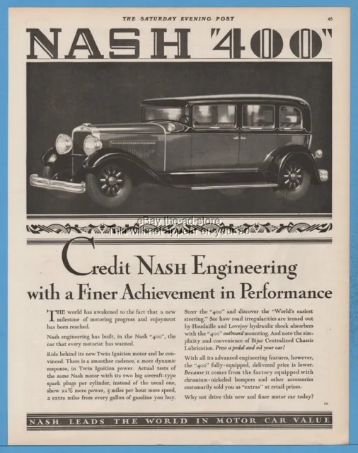 1929 Nash 400 Sedan antique motor car automobile Engineering Ad