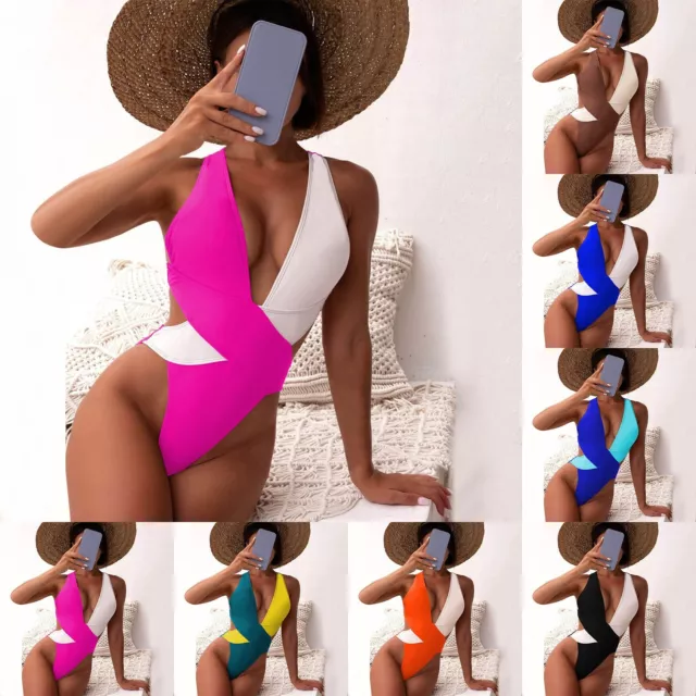 Women's Monokinis Swimsuit Bikini Swimsuit Stitching Color Matching Monokinis