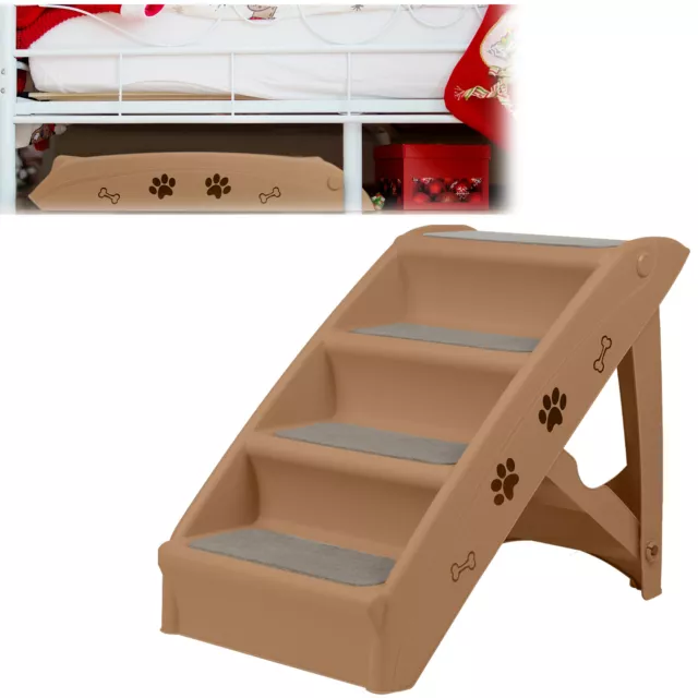 Tragbar Hundetreppe 4 Stufen Haustiertreppe für Haustier mit Rutschfeste Matte