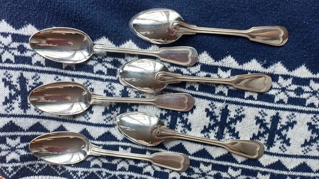 12 Cuillères à Glace Modèle au filet en Métal Argenté dans leur coffret
