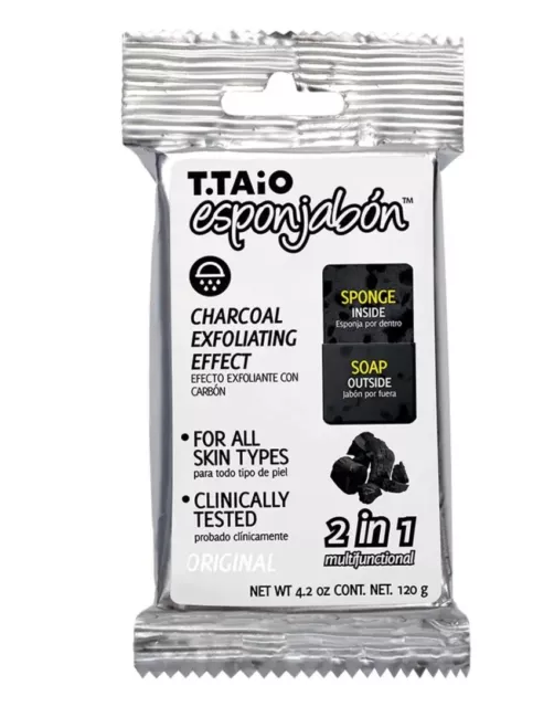 T.TAiO Esponjabon Exfoliante Con Charcoal - Purifying Charcoal Soap Sponge