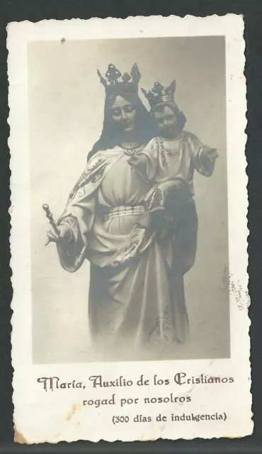 Estampa antigua de la Virgen Maria Auxiliadora andachtsbild santino holy card