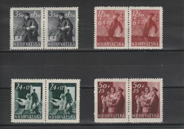 Kroatien, 1945, Postbeamte, 173-176, postfrische Paare