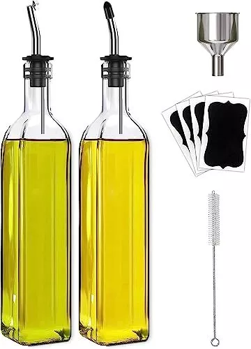Leaflai Olive Oil Dispenser Bottle 2 Pcs Glass Olive Oil Dispenser and Vinegar