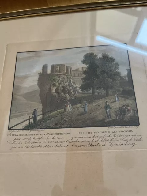 Original Lithographie Heidelberg Nach Zeichnung Von Charles De Graimberg 1816