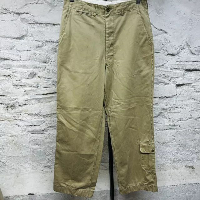 TRUE VINTAGE 40S WWII RARE US Army Button Fly Chino Pants Trousers ...