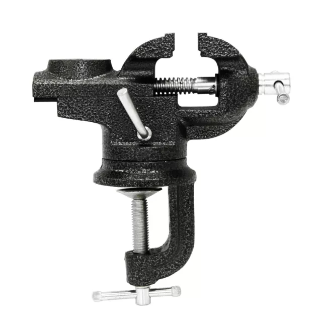 60mm MINI SWIVEL BENCH CLAMP Small Table Top Vice Rotating Base Flat Jaw