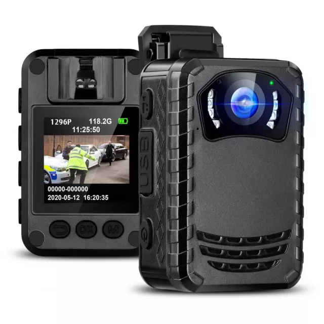 BOBLOV Police Body Worn Camera 1296P Full HD Security Night Vision Recorder Cam