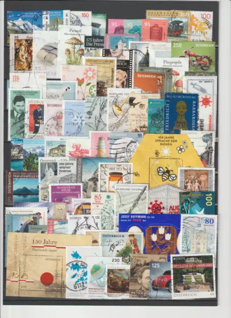 Briefmarken Österreich ab 2000, Los gestempelt, über 70 Stk. verschiedene Marken