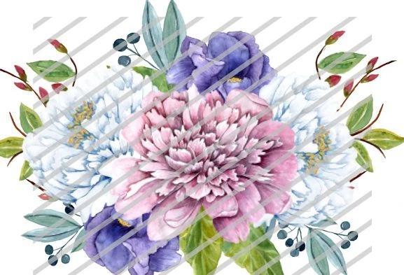 Shabby Soft Watercolor Floral Flower Swag Bouquet Waterslide Decals FL443