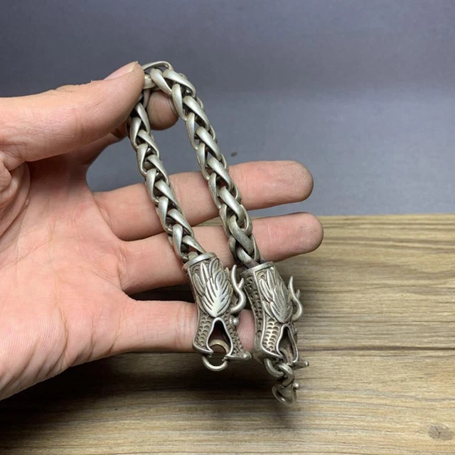 Rare Chinese Handwork Old Tibet Silver Dragon Bracelet CS Y6M4 U Exquisi SALE
