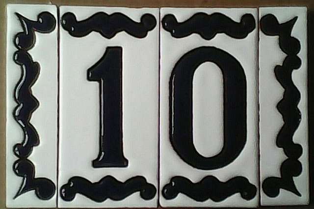 Carreaux de lettre numéro maison en céramique espagnole peints à la main bleu foncé 10 x 5 cm GRATUIT P/P 3