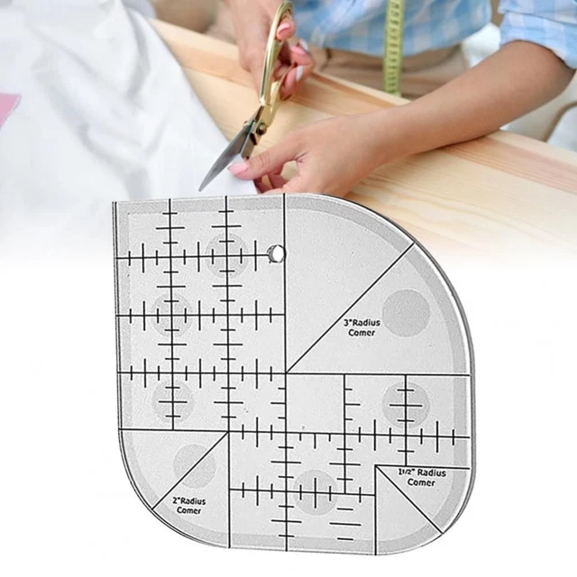 Reglas de corte de esquinas curvas reglas de acolchado antideslizantes herramientas de costura de borde redondo.