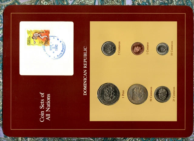 Coin Sets of All Nations Dominican 1983-1987 UNC 1 Peso 1983 5K Mint No tower