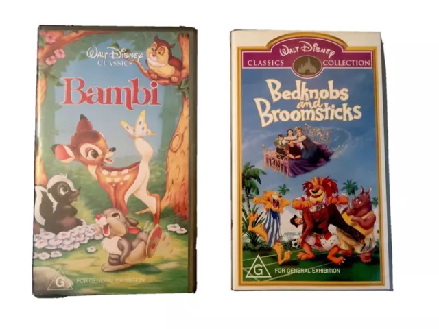 Walt Disney Vhs Video Cassettes X Bambi And Bedknobs And Broomsticks
