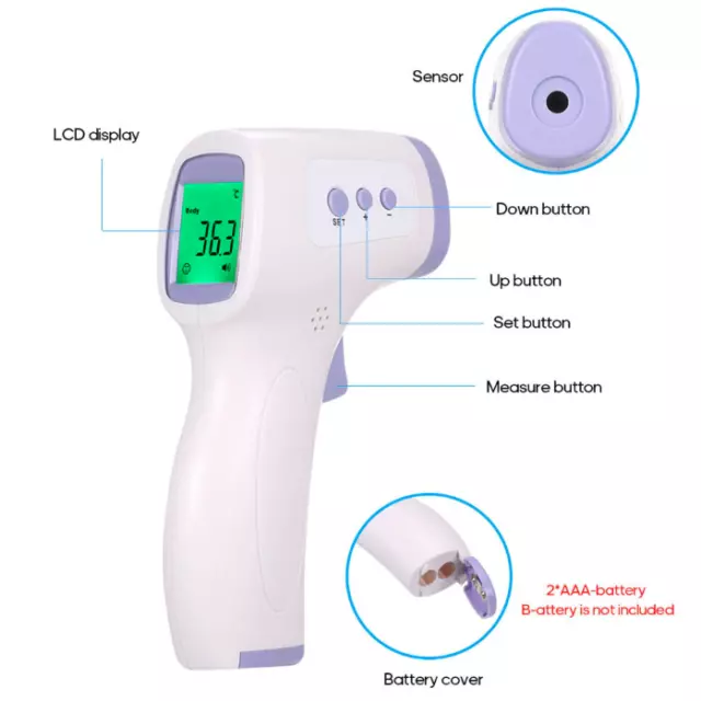 Thermomètre infrarouge sans contact front | FDA & CE | stock américain | qualité médicale 3