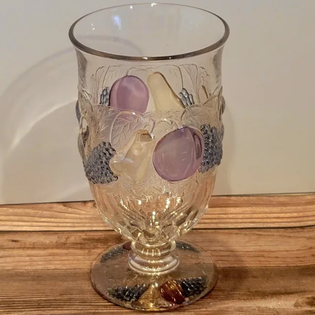 1970's Westmoreland Glass With Lustre Stain Della Robbia 11oz Iced Tea Goblet