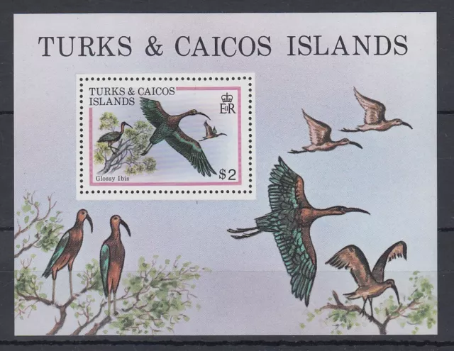 Turks & Caicos Mi.-N.o bloque 21 sin usar ** / Estampillada sin montar o nunca montada ibis