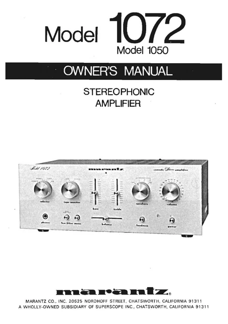 Marantz - Amplificateur stéréo de contrôle modèle 1050, tuner modèle